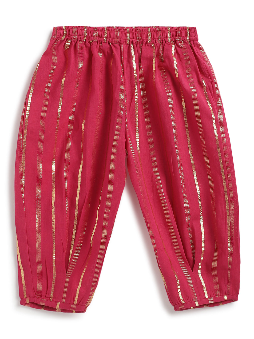 Tiber Taber Girls Printed Angrakha Kurta and Salwar Set, Red