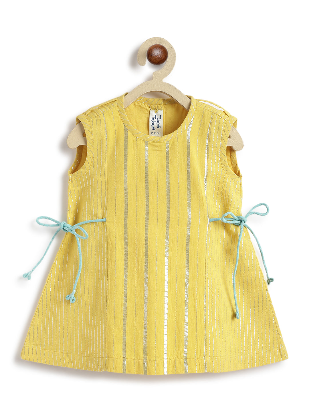 Tiber Taber Baby Girls Printed Angrakha Kurta and Salwar Set, Yellow