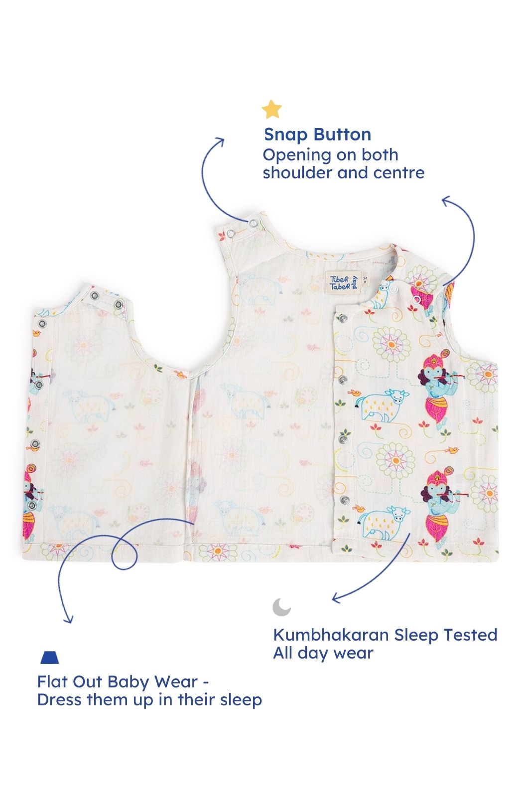 Tiber Taber Baby Boys Printed Kurta and Pyjama Set, White
