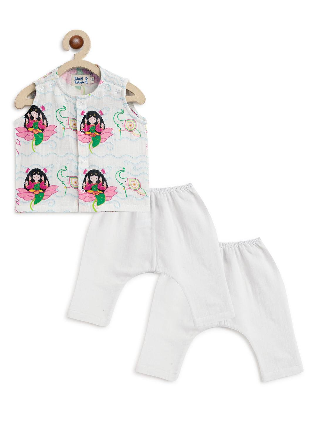 Tiber Taber Baby Boys Printed Kurta and Pyjama Set, White