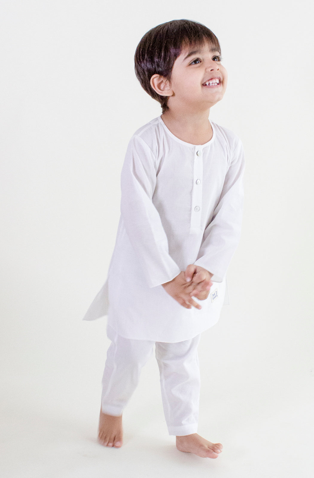 Tiber Taber Boys Printed Kurta and Pyjama Set, White