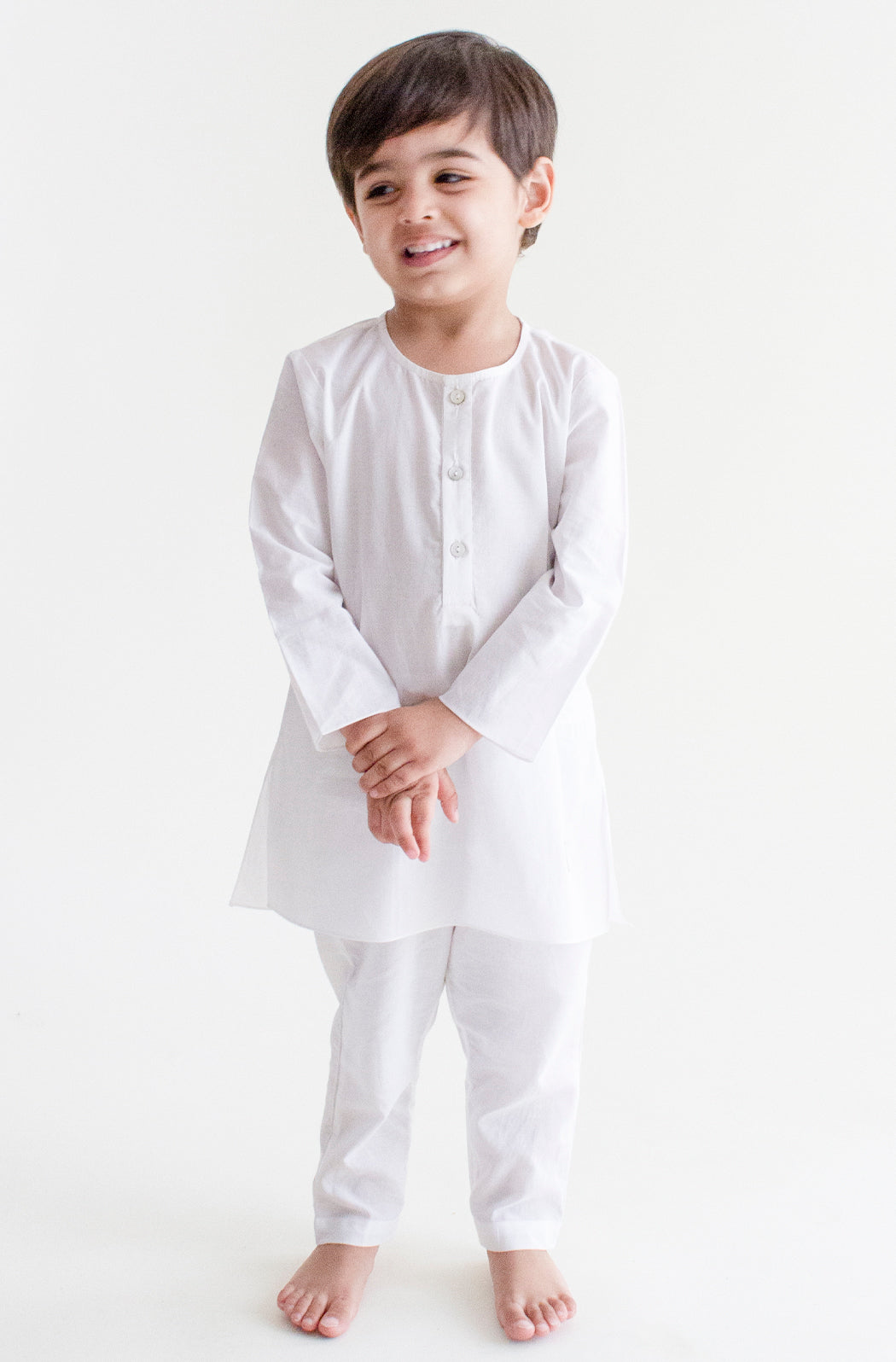 Tiber Taber Boys Printed Kurta and Pyjama Set, White
