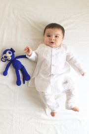 Tiber Taber Baby Boys Printed Kurta and Pyjama Set, White