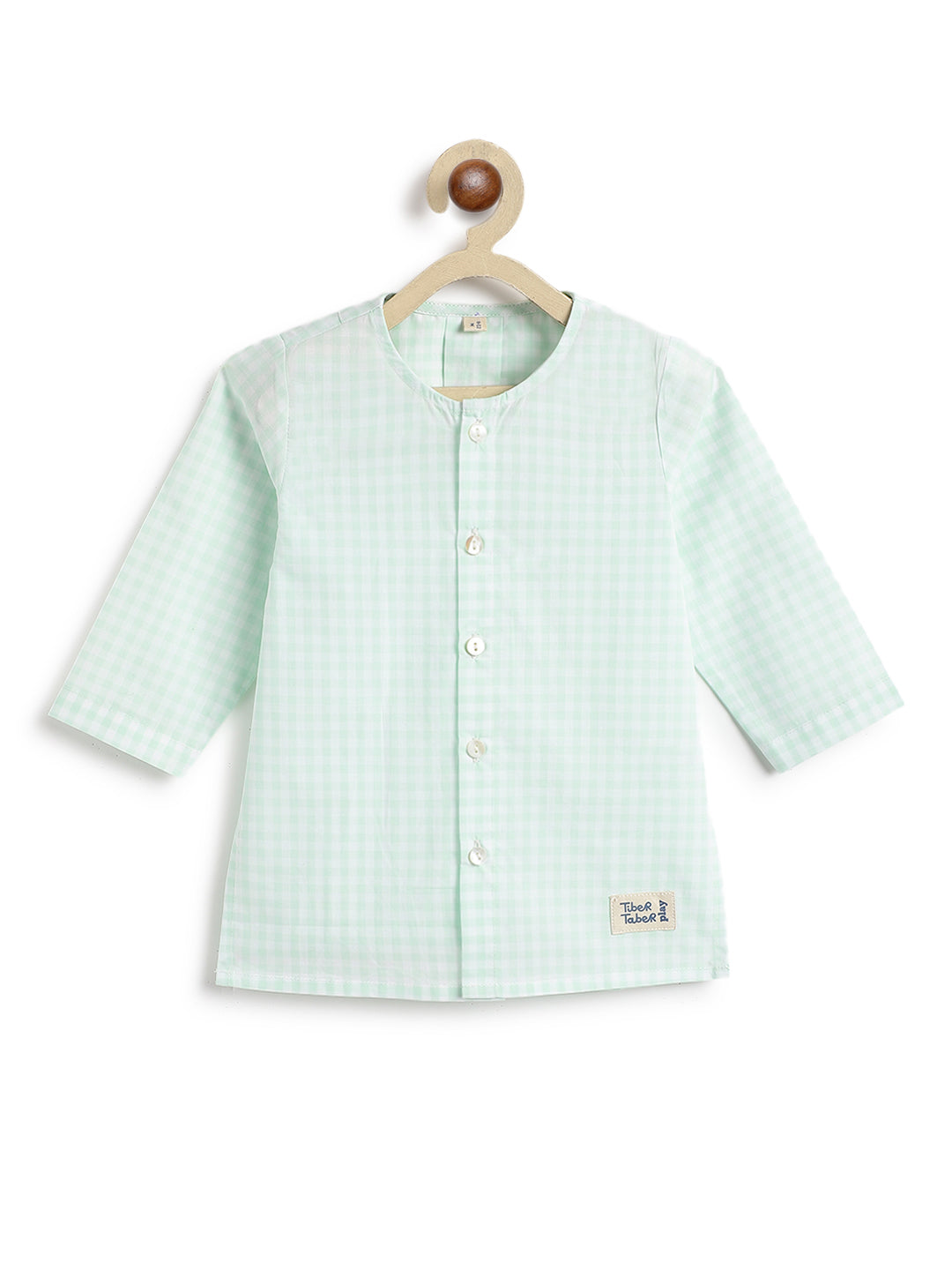 Tiber Taber Baby Boys Printed Kurta and Pyjama Set, Green and White