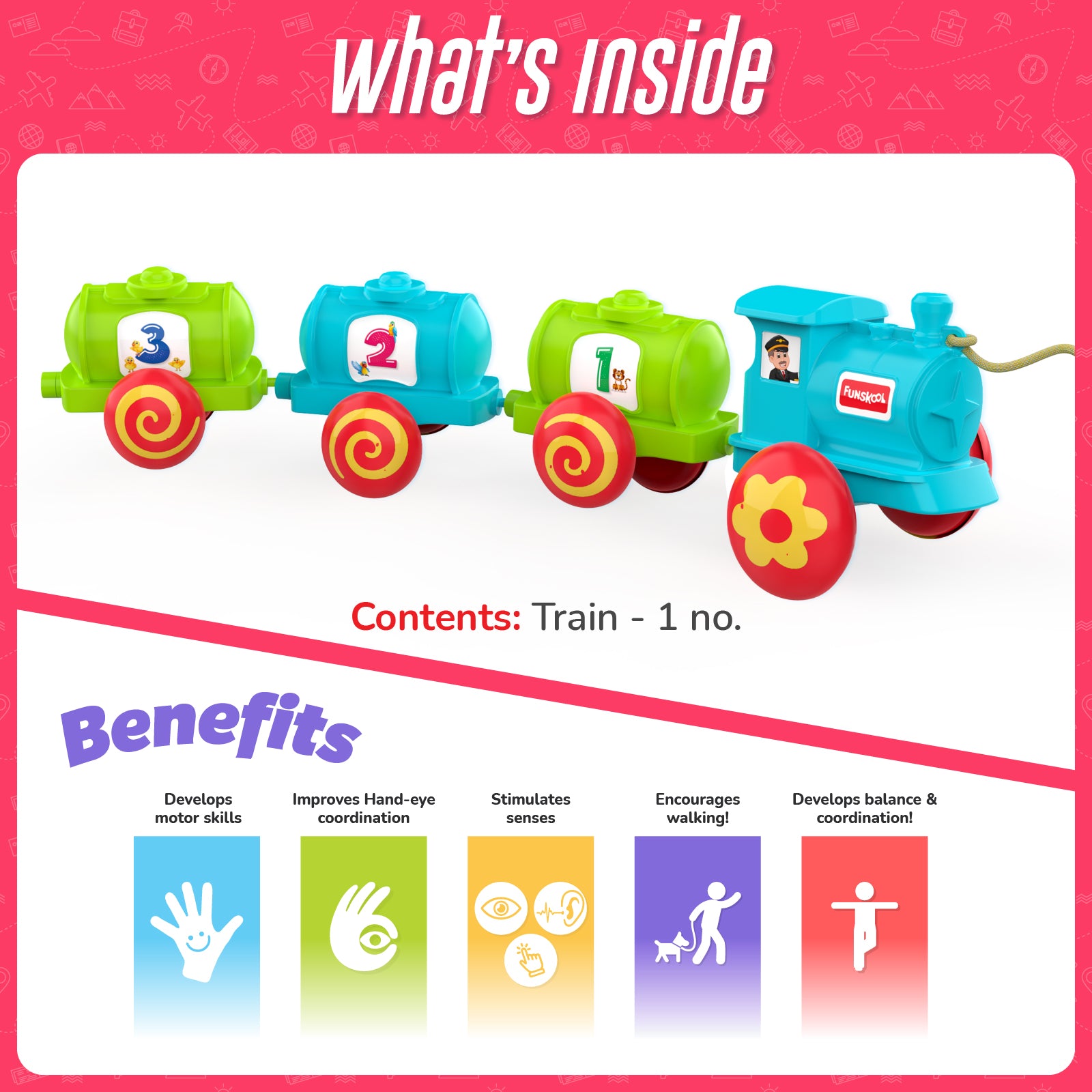 Giggles Wobble Train Express Pull Along Learning Toy for Toddlers