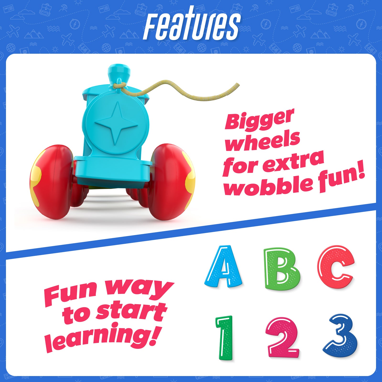 Giggles Wobble Train Express Pull Along Learning Toy for Toddlers