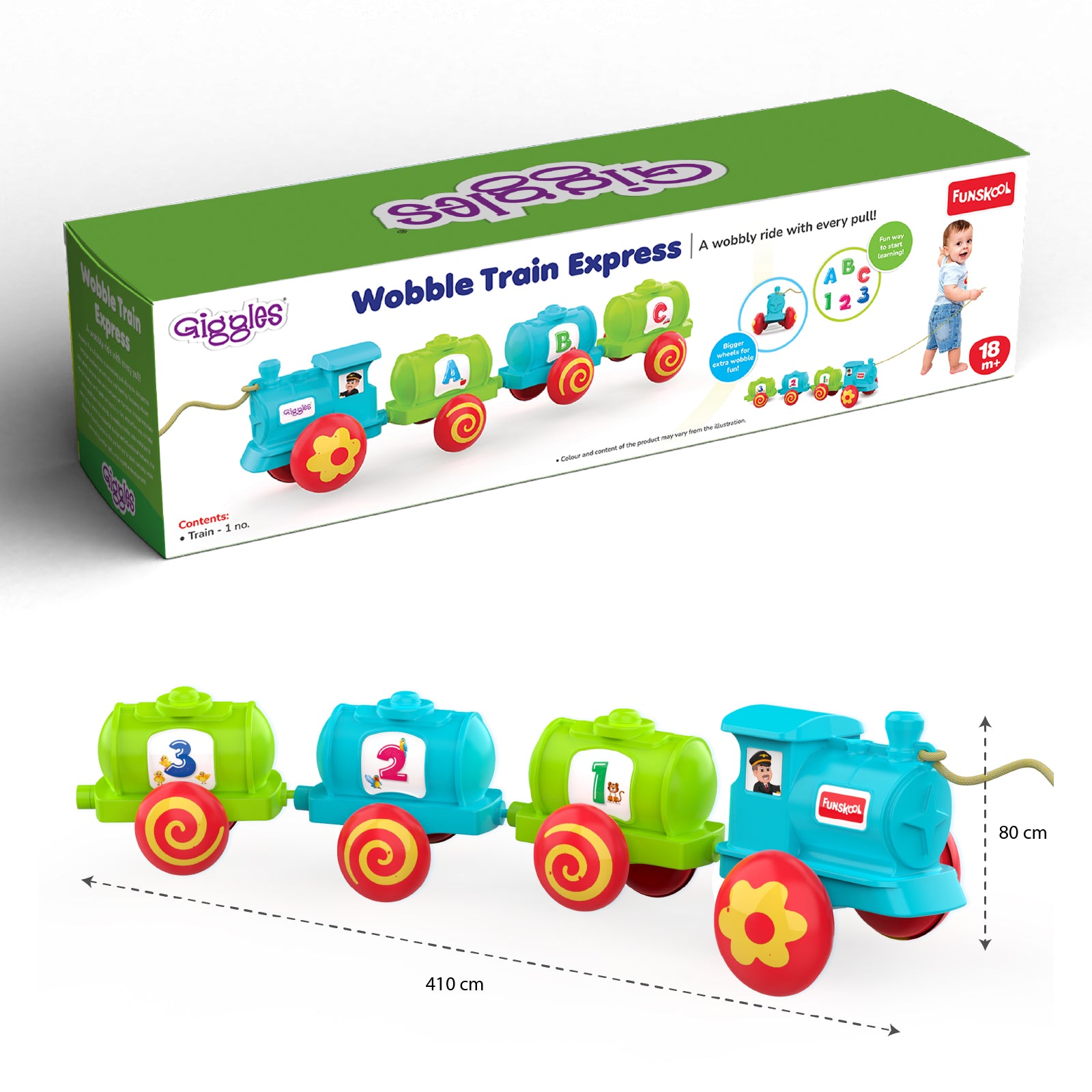 Giggles Wobble Train Express Pull Along Learning Toy for Toddlers