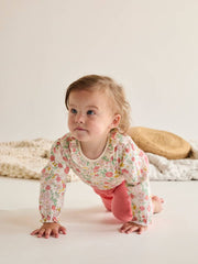 Baby Girls Pack of 3 Floral Printed Bodysuits, Multicolour