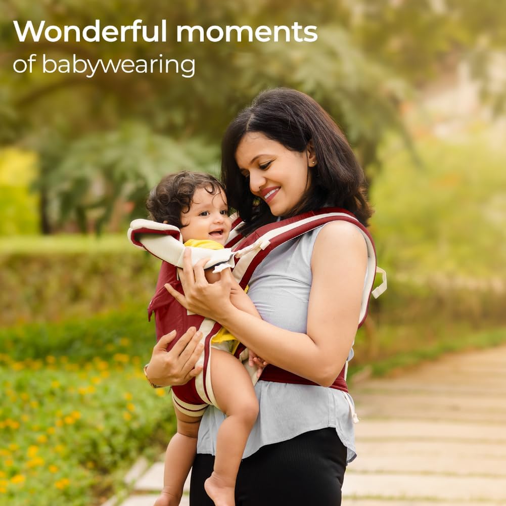 LuvLap Maroon and Cream Baby Carrier with 4 Carrying Modes