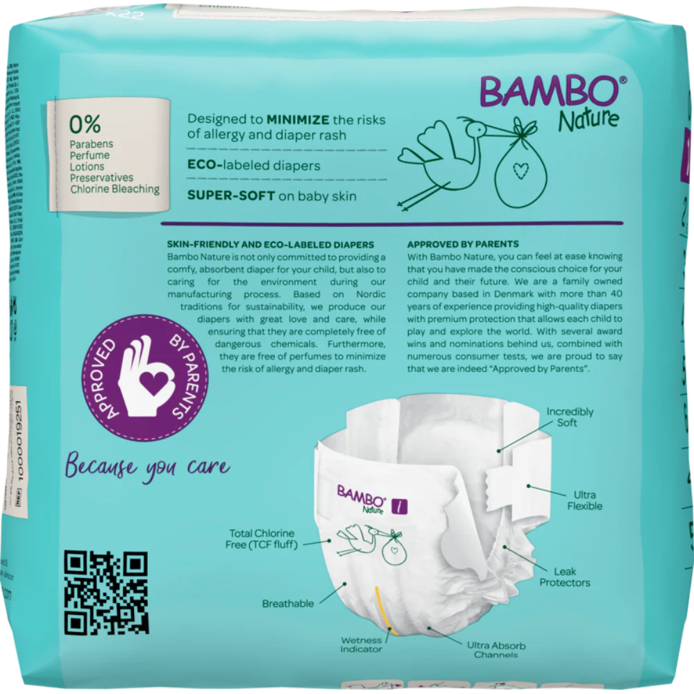 Bambo Nature Tape Diapers, XS Size - 22 Pieces