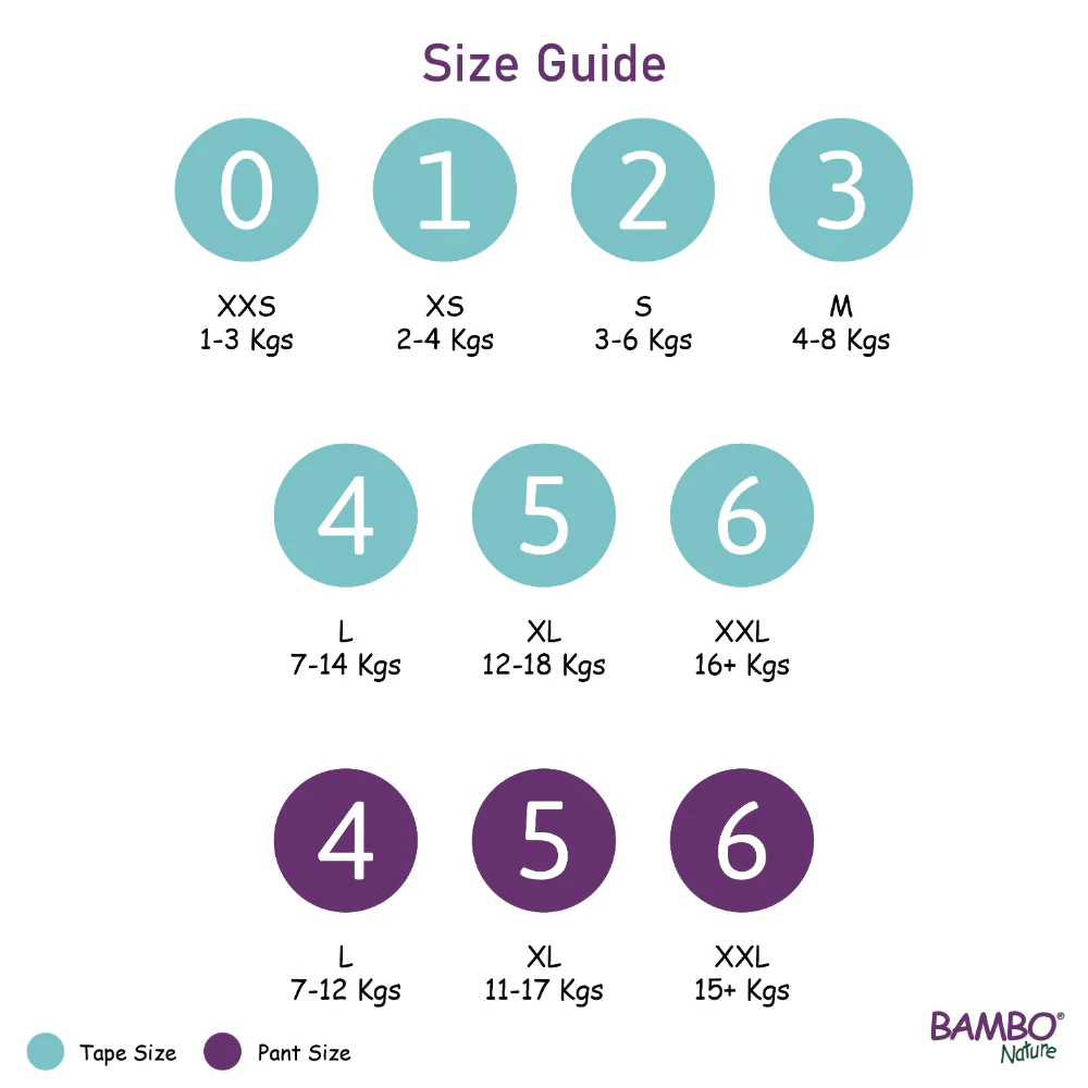 Bambo Nature Tape Diapers, XS Size - 22 Pieces