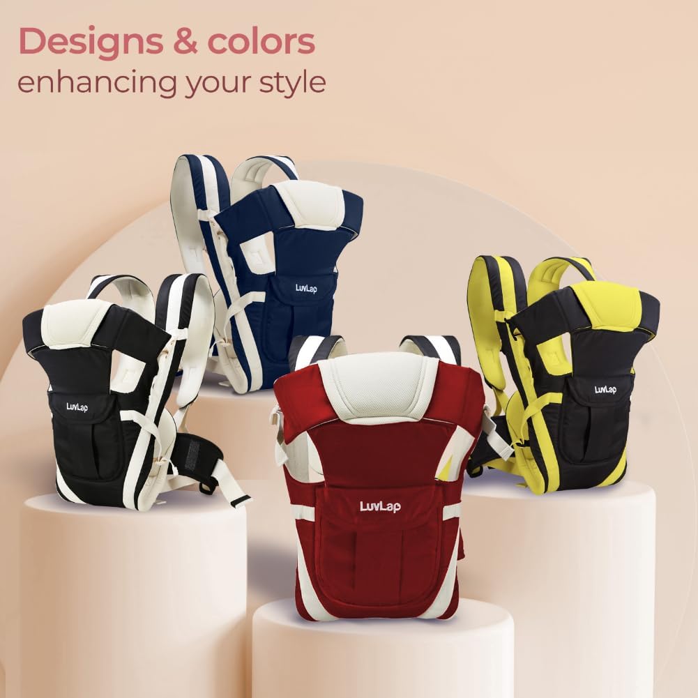 LuvLap Maroon and Cream Baby Carrier with 4 Carrying Modes