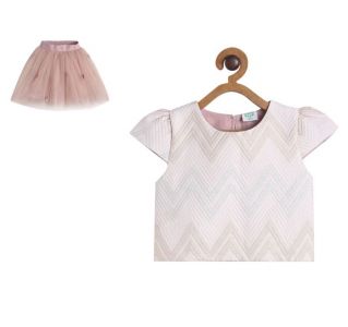 Pack of 2 party top with skirt - pink