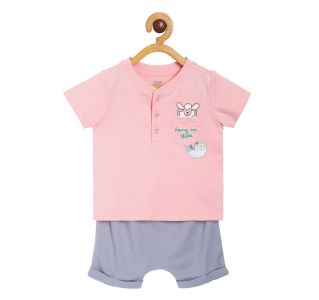 Boys Pink  2 Piece T-Shirt And Bottom