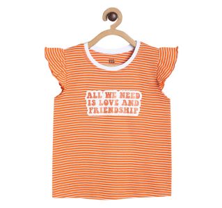 Girls Orange Single Knit Top
