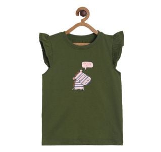 Girls Olive Green  Single Knit Top