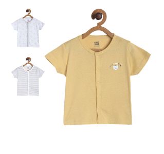 Boys White / Yellow 3 Pack Front Open Vest