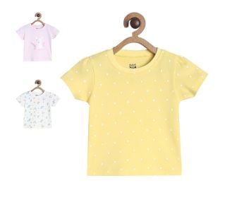 Girls Marshmallow Base/Yellow/Pink 3 Pack Knit Top