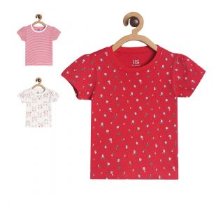 Girls Marshmallow Base/Red 3 Pack Knit Top