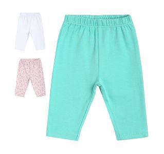 Girls Green / White / Pink 3 Pack Legging