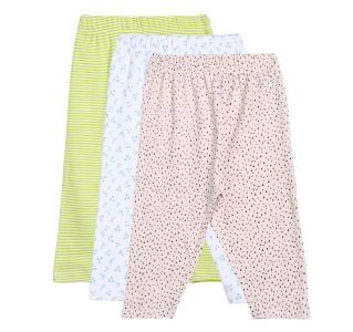 Girls Pink/White/Green 3 Pack Legging