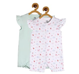 Girls Terquise/Off White 2 Pack Romper
