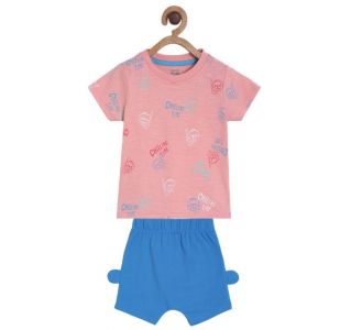 Pack of 2 tee and shorts set - lavender & bl;ue