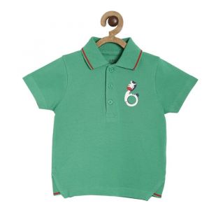 Boys Green Marl Polo T-Shirt