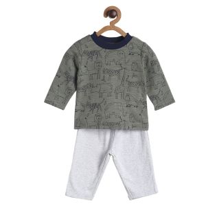 Pack of 2 t-shirt and knit bottom - grey & white