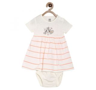 Girls  Off White Dress With Bloomer