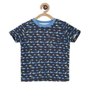 Pack of 1 knit t-shirt - navy blue & blue