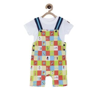 Pack of 2 dungaree set - white & blue