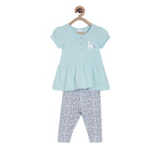 Pack of 2 knit top and knit bottom - baby blue