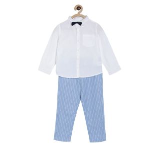 Pack of 3 top and bottom set - white & blue