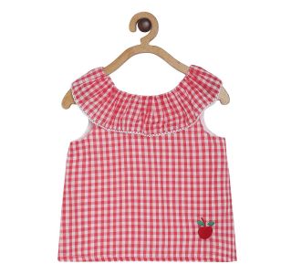 Girls Red Woven Top
