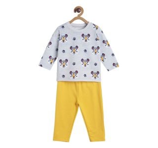 Pack of 2 t-shirt and knit bottom - white & yellow