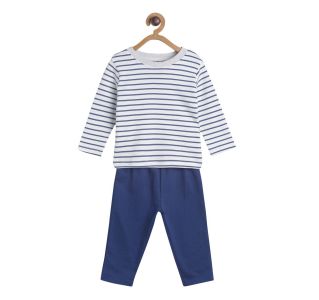 Pack of 2 t-shirt and knit bottom - sky blue & dark blue