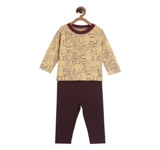 Pack of 2 t-shirt and knit bottom - light brown & choclate brown