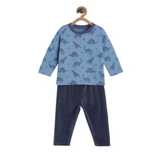 Pack of 2 t-shirt and knit bottom - blue & navy blue