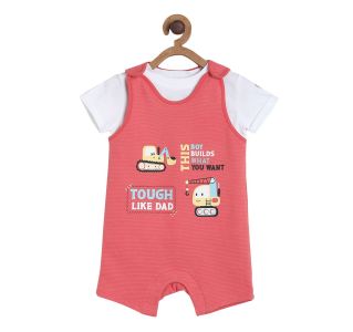 Pack of 2 dungaree set - red