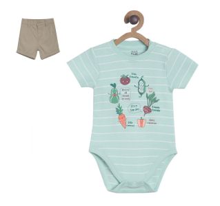 Pack of 2 bodysuit and shorts set - sky blue