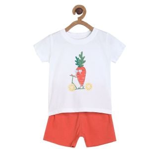 Pack of 2 tee and shorts set - white & red