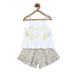 Pack of 2 top and shorts set - white & light blue