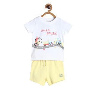 Pack of 2 tee and shorts set - light sky blue & bright yellow