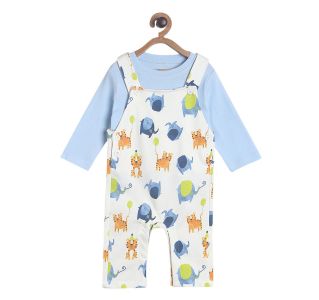 Pack of 2 dungaree set - sky blue & white
