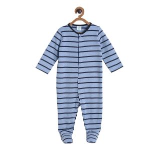 Boys Blue Striped Sleepsuit