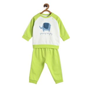 Pack of 2 t-shirt and full length bottom - marshmallow and green