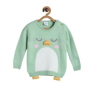 Girls Green Penguin Sweater