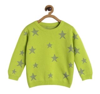 Girls Lime Green Silver Jaquard Sweater