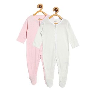 Pack of 2 sleepsuit - white & baby pink